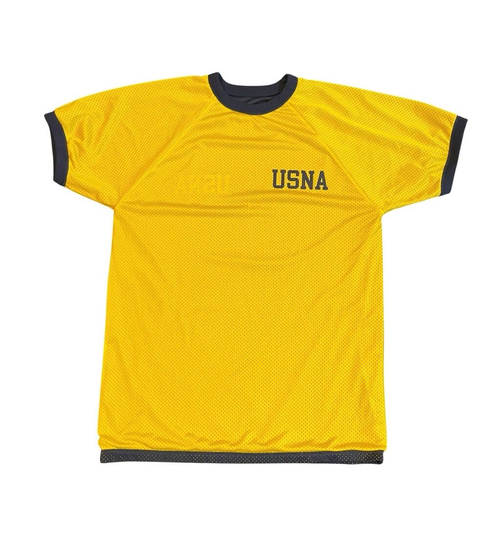 Vintage 80s Naval Academy USNA Yellow Blue Reversible T Shirt Size Large USA